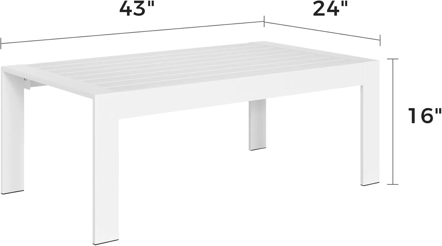 Solaste Aluminum Outdoor Coffee Table, All-Weather Rectangle Metal Patio Coffee Table Furniture for Balcony, Garden, Indoor or Outdoor Use, White