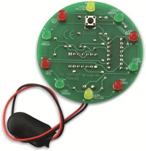 Soldering Kit Electronic Wheel of Fortune - Electronic Soldering Kits - Adult - 2 Red 5mm LEDs, Bending Aid, Instructions, 9V Battery (Not Included)