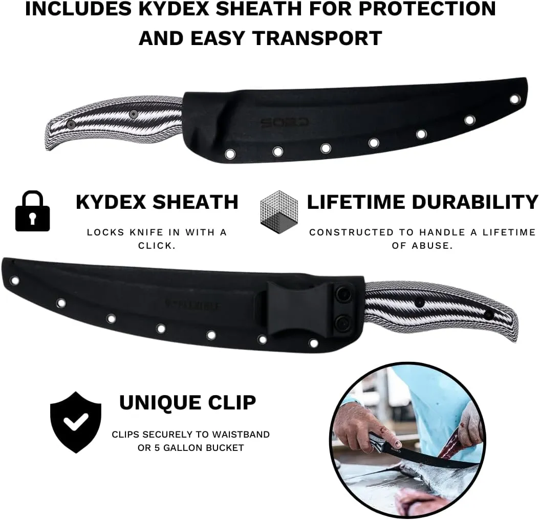 SORD 5-9' Fillet Knife - Fishing & Meat Cutting with Sheath - Razor Sharp Carbon Steel Filet Knife for Cleaning Fish and Skinning - Full Tang G10 Handle | Corrosion Resistant
