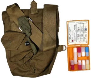 Soviet Civilian Set Russian Canvas Khaki Crossbody Shoulder Bag with USSR AI-2 Individual First Aid Kit Case Orange Cheese Medkit Box for Stalker Cosplay