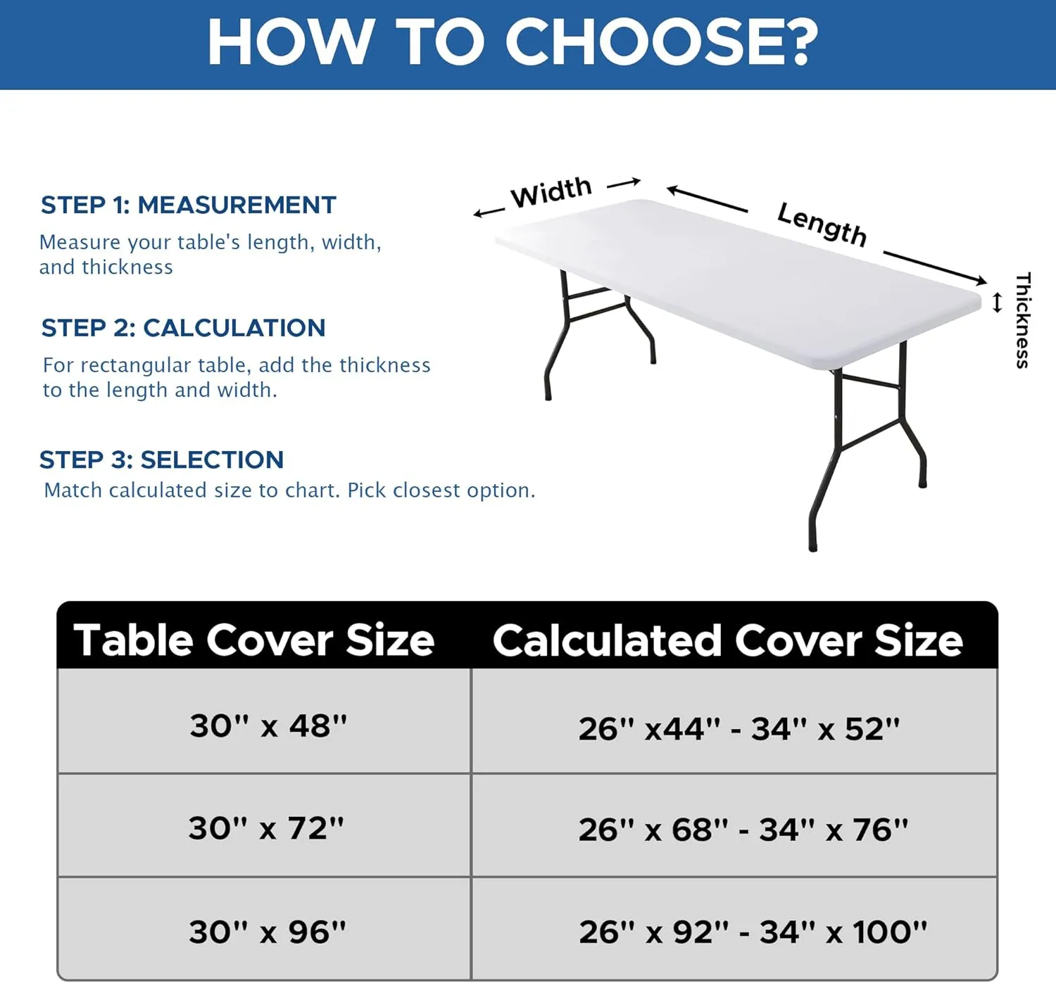 Spandex Table Cover Fitted 4ft Rectangular Tables-6 Pack White Stretch Table Clothes-Stretchable Elastic Folding Tablecloth for Outdoor Picnic Camping Dining Room Patio Kitchen Banquet Party