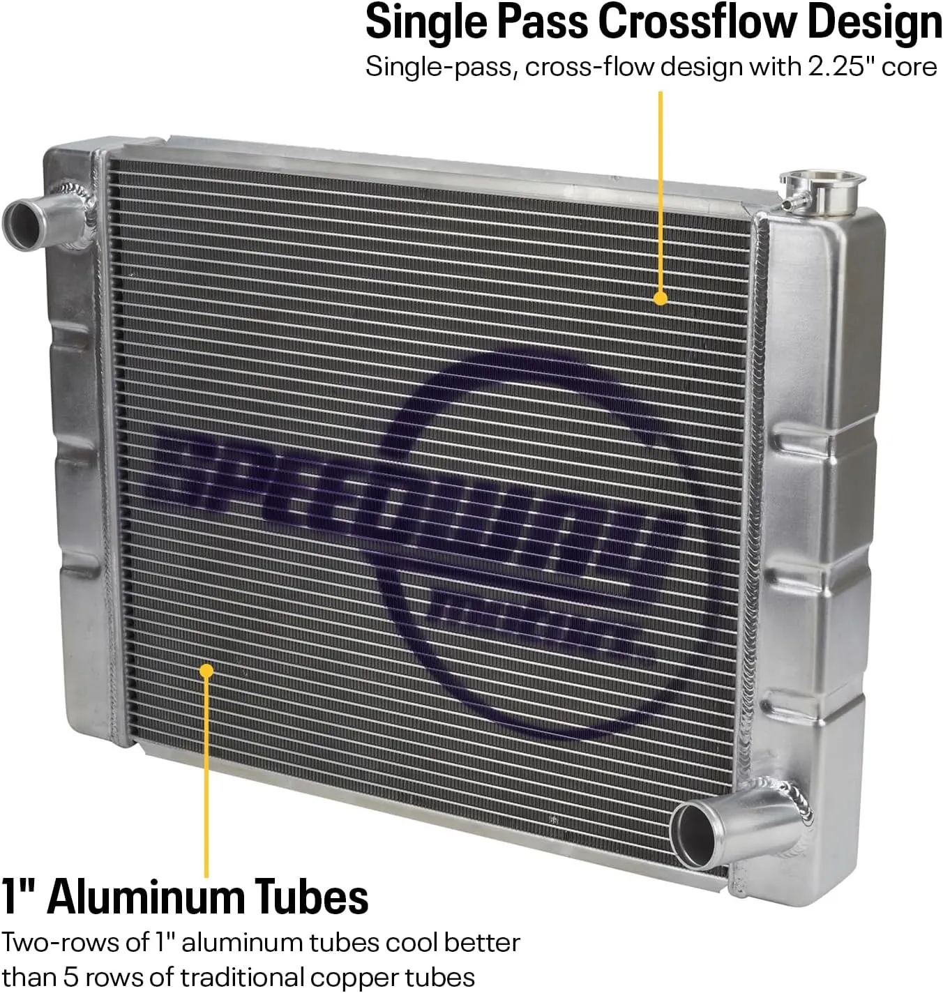 Speedway Motors Chevrolet SBC/BBC Universal Lightweight Aluminum Radiator, 28 Inch Width, Premium Performance with Maximum Cooling, Easy Installation to any Build