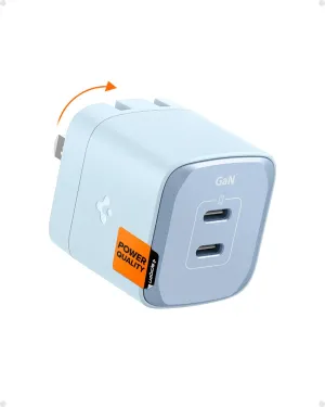 Spigen GaN III 352 35W 2 Ports Compact Foldable Dual USB C Wall Charger PD PPS Fast Charging Block Adapter for iPhone 16 Plus Pro Max 15 14 Mini iPad Air AirPods Galaxy S25 S24 Fold/Flip 6 Pixel 8