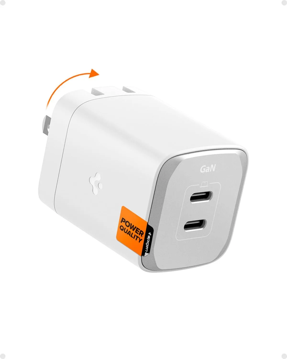 Spigen GaN III 652 65W 2 Ports Compact Foldable Dual USB C Wall Charger PD PPS Fast Charging Block Adapter for iPhone 16 Pro Max 15 14 iPad MacBook Air Samsung Galaxy S25 S24 Ultra Flip Fold 6 9