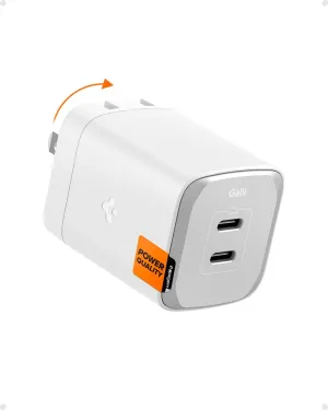 Spigen GaN III 652 65W 2 Ports Compact Foldable Dual USB C Wall Charger PD PPS Fast Charging Block Adapter for iPhone 16 Pro Max 15 14 iPad MacBook Air Samsung Galaxy S25 S24 Ultra Flip Fold 6 9