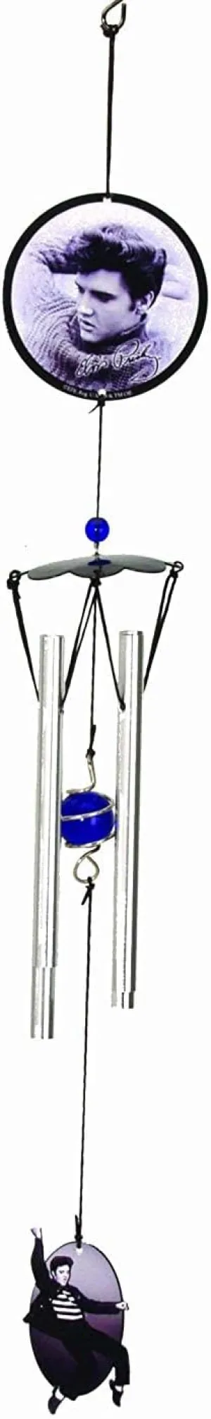 Spoontiques Elvis Wind Chime, Black and White - Outdoor Garden Décor - Decorative Chimes for Yard, Garden, Backyard and Patio Decoration