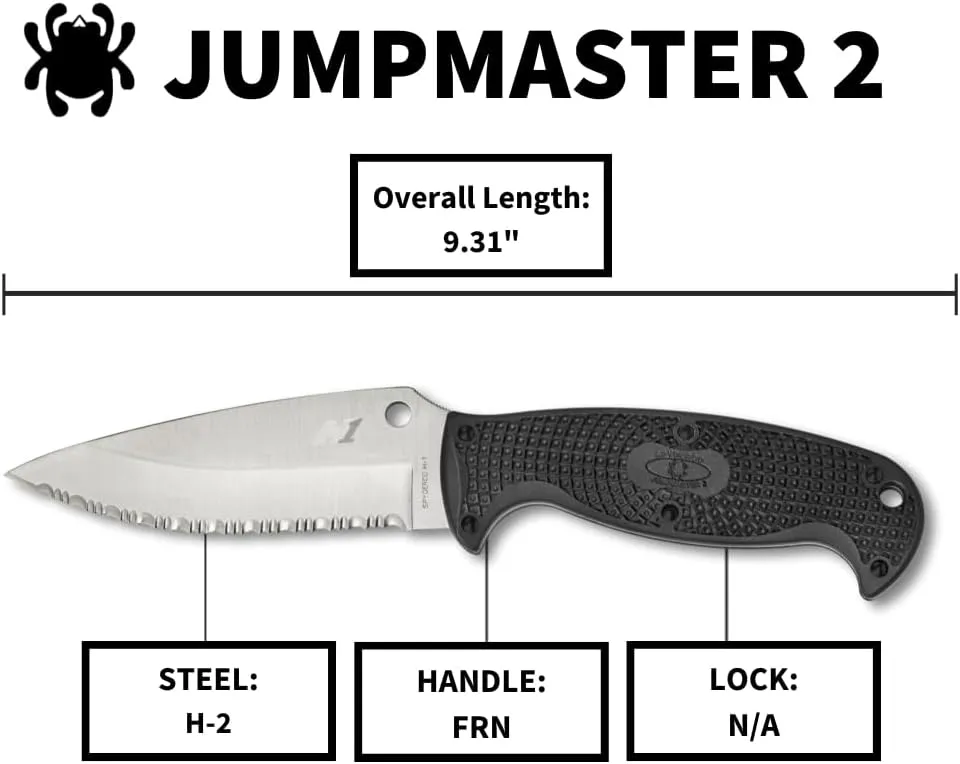 Spyderco Jumpmaster 2 FRN Black SpyderEdge 4.47" Fixed Blade Pocket Knife (FB24SBK2)