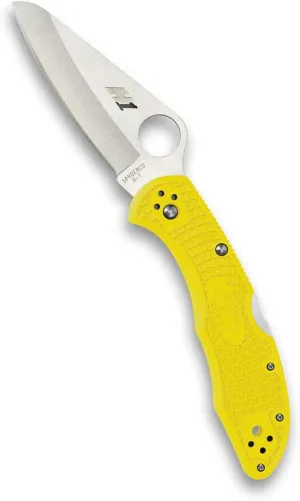 Spyderco Salt 2 Lightweight Knife with 3" H-1 Ultra-Corrosion Resistant Steel Blade and Yellow FRN Handle - PlainEdge - C88PYL2
