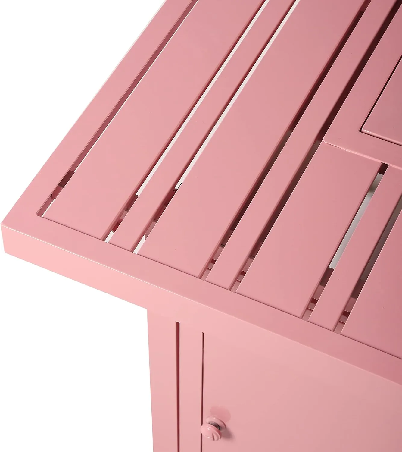 Square 32 in. x 32 in. Aluminum Propane Fire Pit Table with Glass Beads, Two Covers, Lid, 37,000 BTUs in Pink Finish