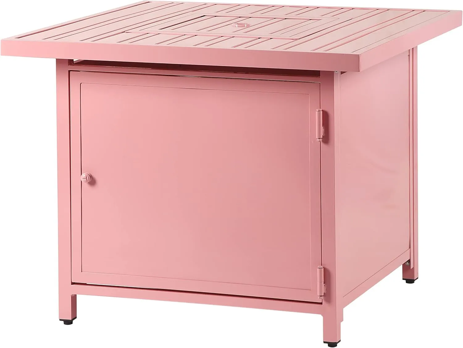 Square 32 in. x 32 in. Aluminum Propane Fire Pit Table with Glass Beads, Two Covers, Lid, 37,000 BTUs in Pink Finish