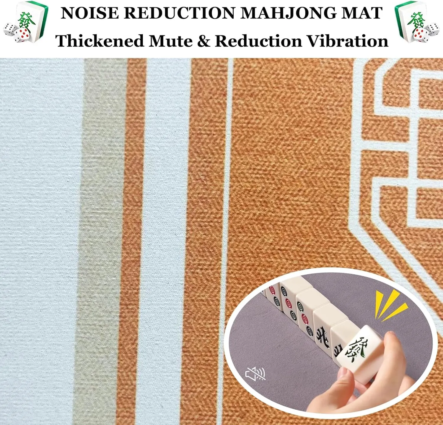 Square Mahjong Table Mat with Travel Bag and 3 Dice, Anti Slip Noise Reduction Table Cover Gaming Mat for Mahjong Poker Paigow Games(Red,31.5x31.5 in)