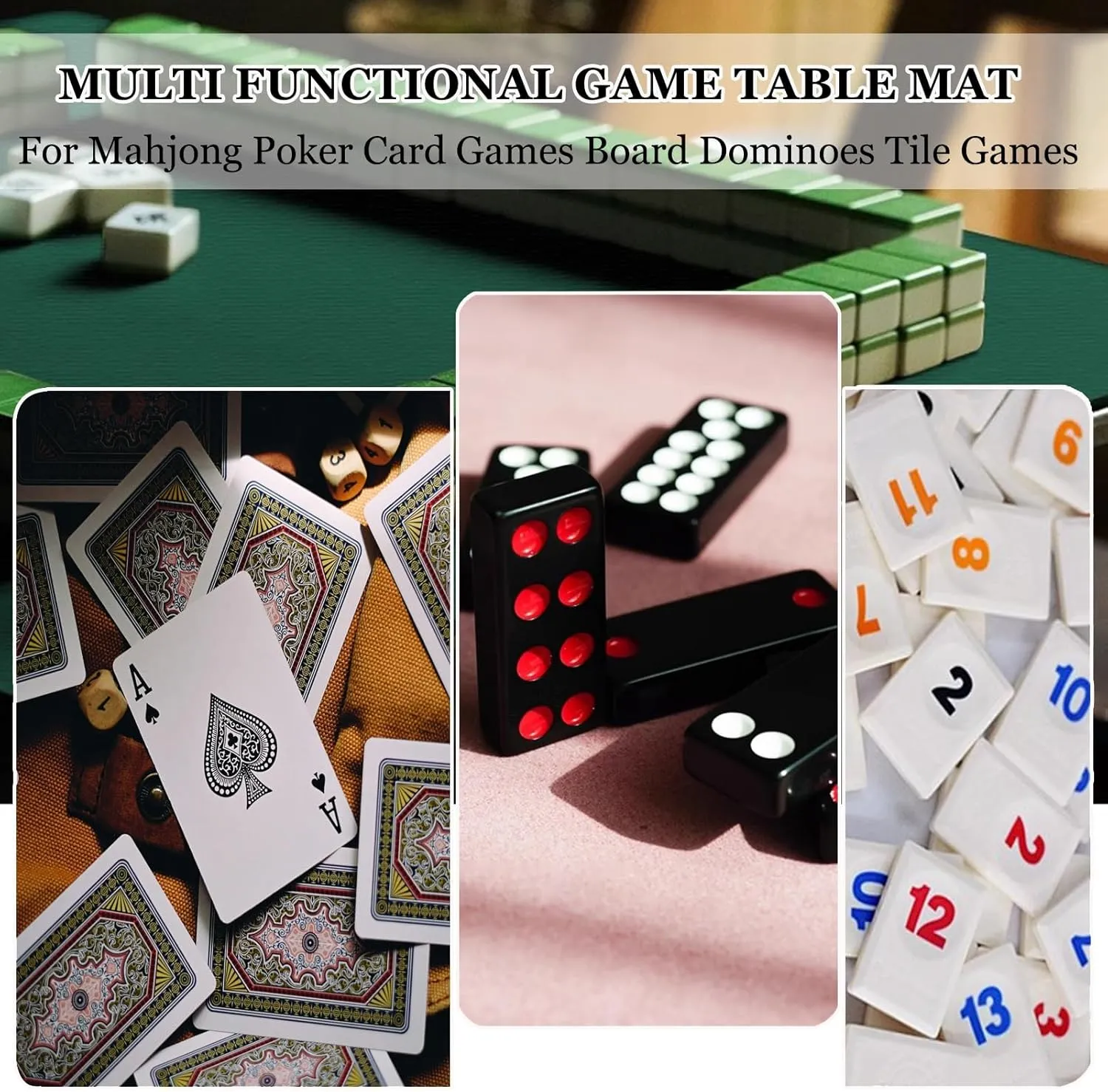 Square Mahjong Table Mat with Travel Bag and 3 Dice, Anti Slip Noise Reduction Table Cover Gaming Mat for Mahjong Poker Paigow Games(Red,31.5x31.5 in)
