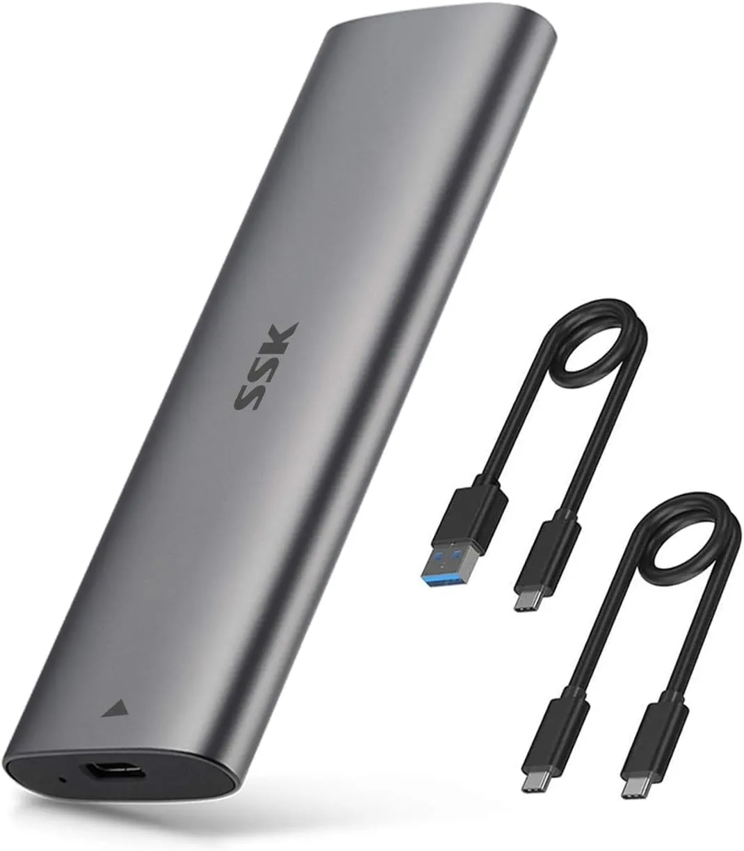 SSK Aluminum M.2 to USB NVMe SATA SSD Enclosure Reader, Tool-Free USB 3.2 Gen 2 10Gbps NVMe PCI-E 6Gbps SATA M-Key / B M Key Solid State Drive External Adapter With UASP Trim, for SSDs 2242 2260 2280