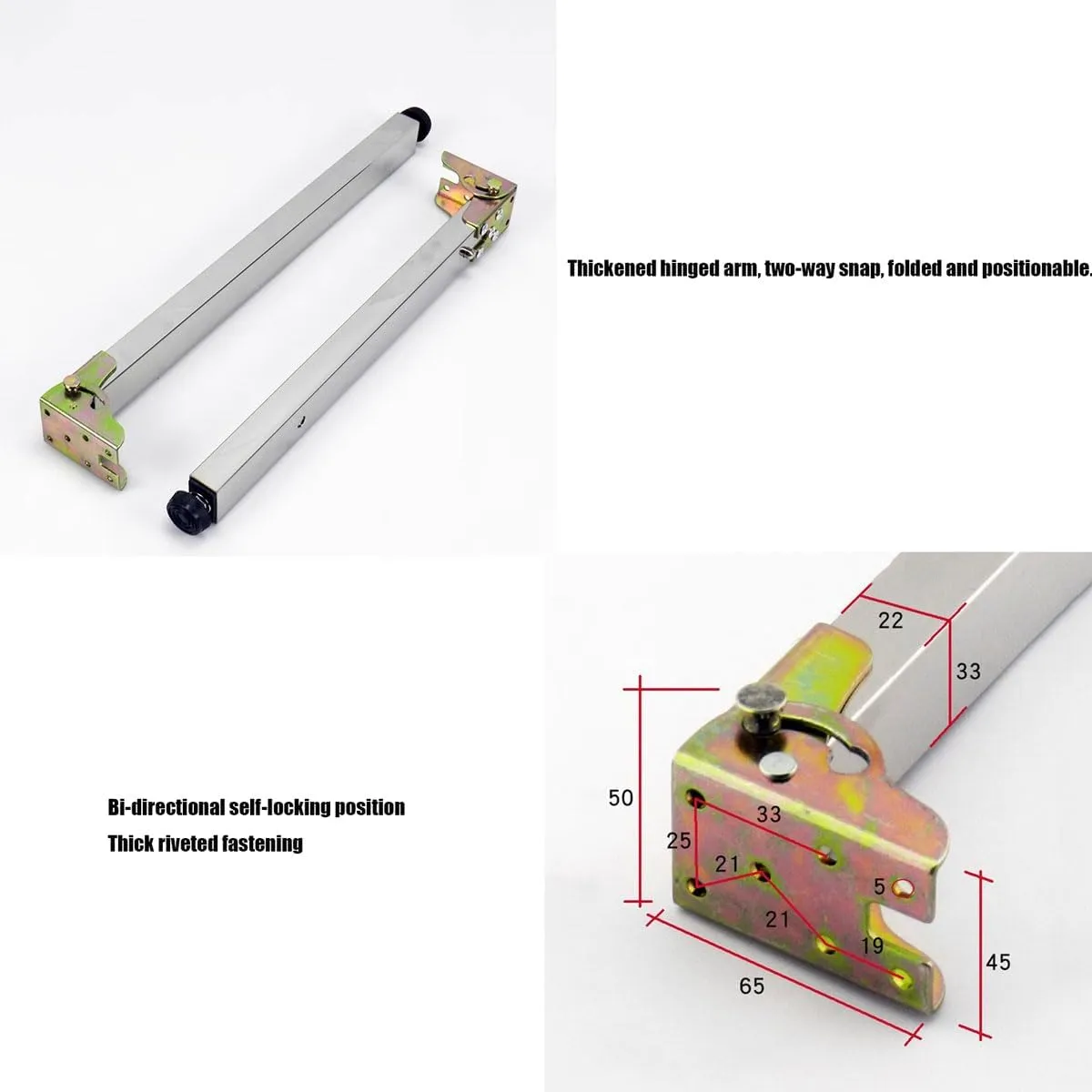 Stainless Steel Folding Table Legs - Adjustable Height, Metal Legs for Campervan & Wall Mounted Dining Table (Size: 90cm/35.4in)