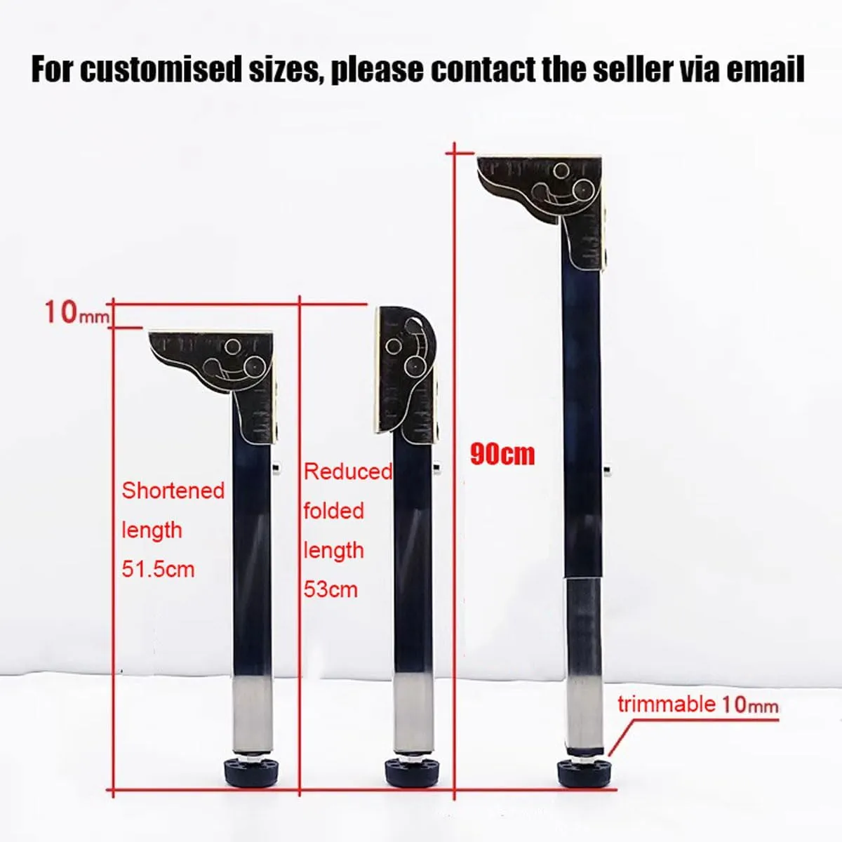 Stainless Steel Folding Table Legs - Adjustable Height, Metal Legs for Campervan & Wall Mounted Dining Table (Size: 90cm/35.4in)
