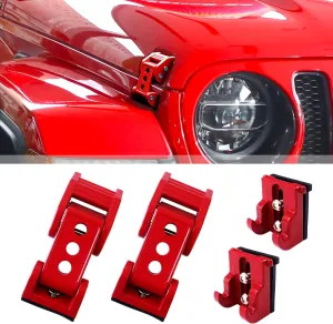 Stainless Steel Latch Hood Capture Kit for 2007-2018 Jeep Wrangler JK JKU and 2018-2022 Jeep Wrangler JLJLU Gladiator 2-Door and 4-Door (red)
