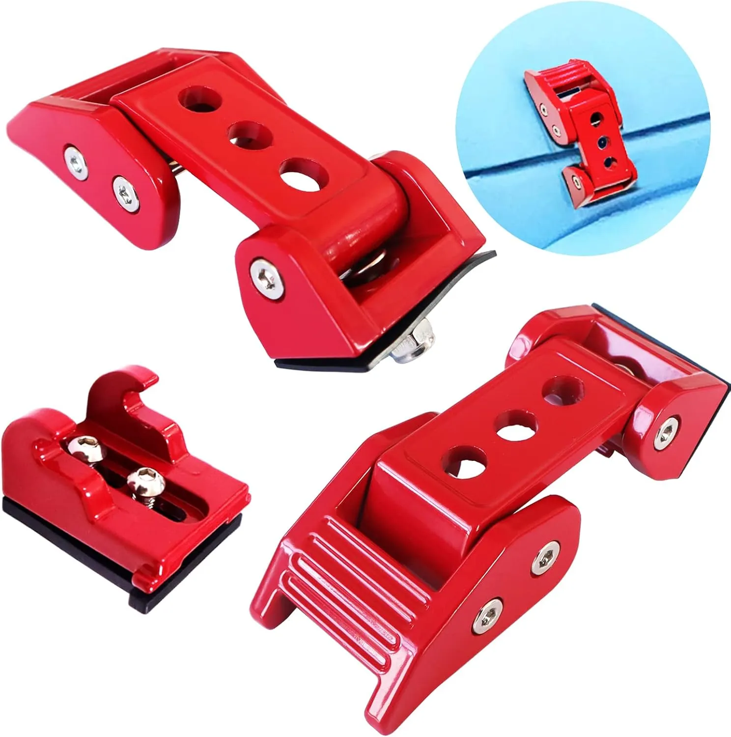 Stainless Steel Latch Hood Capture Kit for 2007-2018 Jeep Wrangler JK JKU and 2018-2022 Jeep Wrangler JLJLU Gladiator 2-Door and 4-Door (red)
