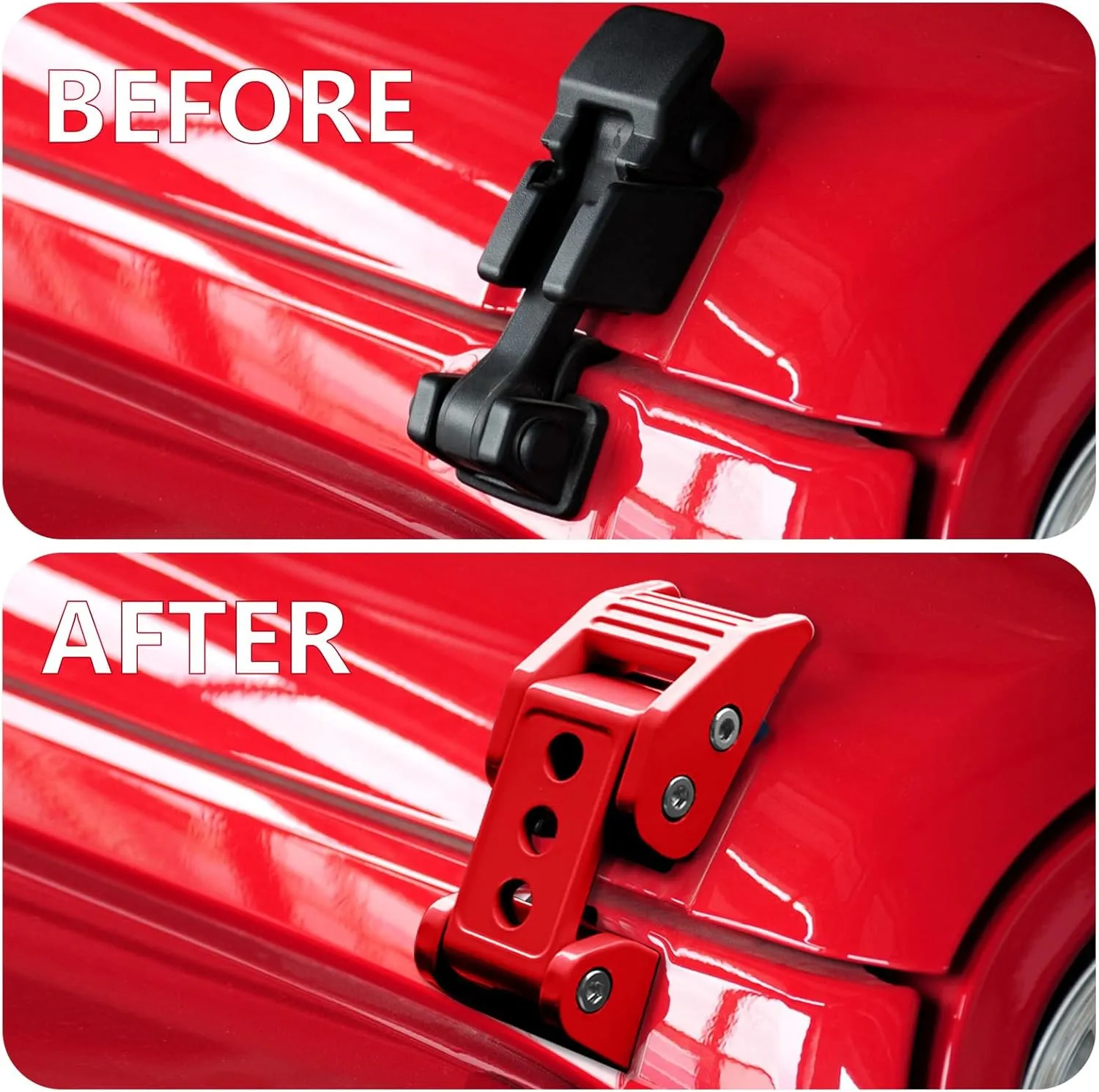 Stainless Steel Latch Hood Capture Kit for 2007-2018 Jeep Wrangler JK JKU and 2018-2022 Jeep Wrangler JLJLU Gladiator 2-Door and 4-Door (red)