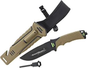 StatGear Surviv-All Fixed-Blade Bowie Knife with Sheath, Firestarter, Sharpener & Cord Cutter for Hunting Camping Outdoors Hiking EDC