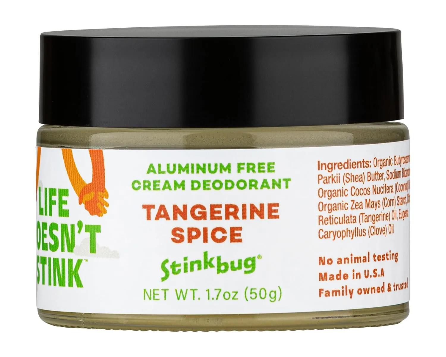 Stinkbug Naturals Organic Aluminum Free Cream Deodorant with Tangerine Spice, Shea Butter, Coconut Oil, Paraben Free, Sensitive Skin Deodorant for Men and Women, 1.7 Ounce Pack of 3