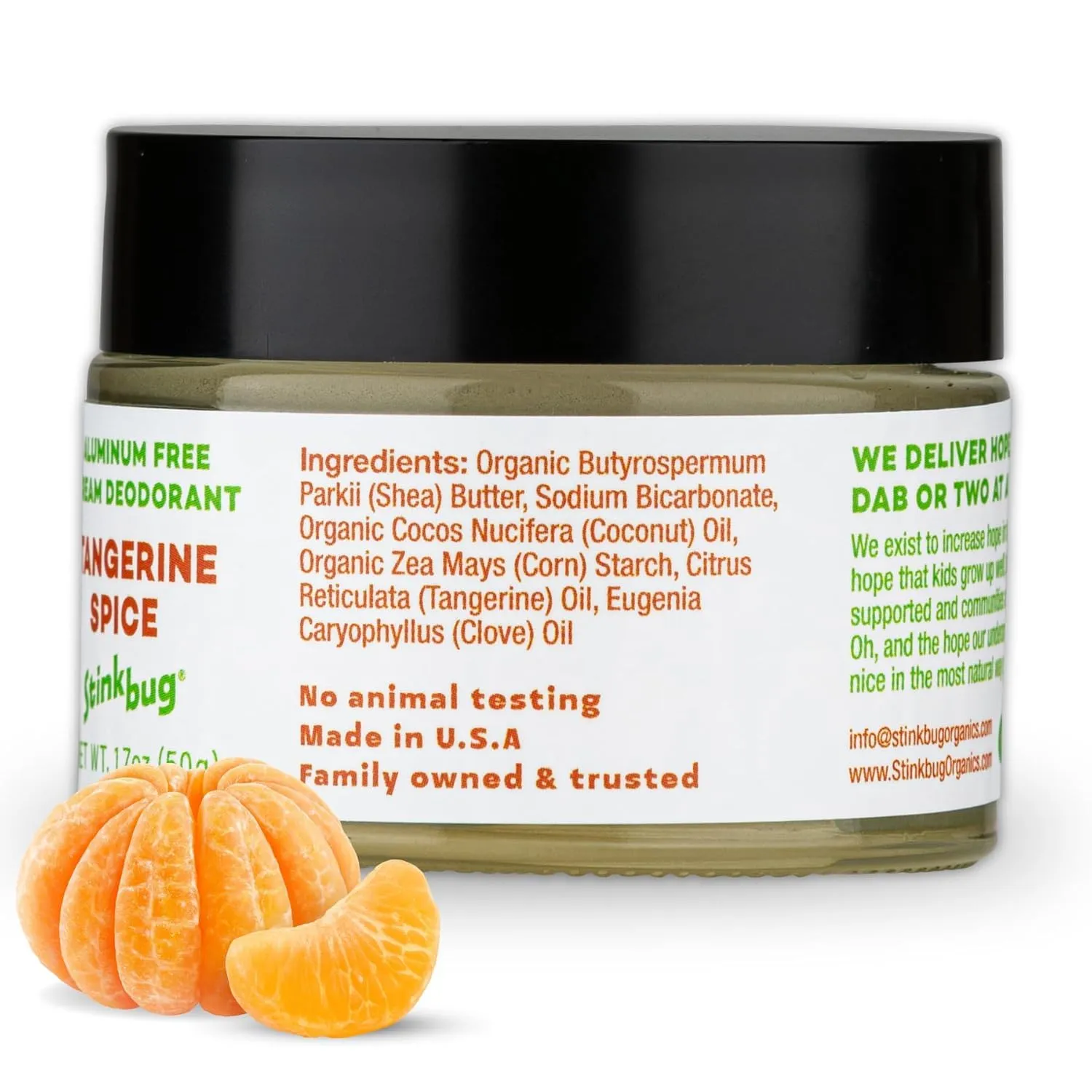 Stinkbug Naturals Organic Aluminum Free Cream Deodorant with Tangerine Spice, Shea Butter, Coconut Oil, Paraben Free, Sensitive Skin Deodorant for Men and Women, 1.7 Ounce Pack of 3