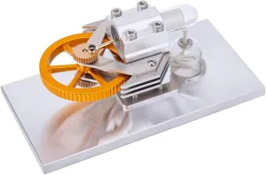 Stirling Engine Model Kit, Horizontal Flywheel High-Spee Hot Air Stirling Engine with Quartz Glass & Metal Base for Physical Science Experiment Display