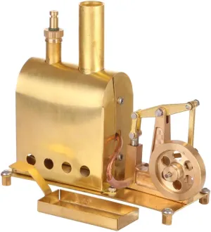 Stirling Steam Engine Model Kit, 11.3 x 4.5 x 10CM Mini Pure Copper Steam Stirling Engine Motor Model with Boiler, Mechanical Metal Stirling Motor Electricity Power Generator, Type 3