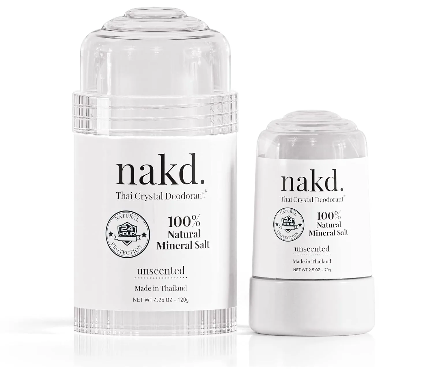 Stone – 2 Salt Crystal Deodorant Sticks, 4.25 oz. Regular   2.5 oz. Travel Size – All Natural Unscented and Aluminum Free for Women & Men