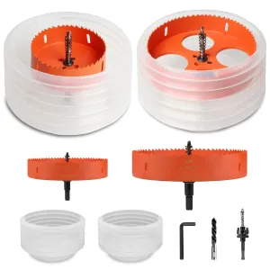 Storystore Hole Saw for Recessed Lights Can Lights 2pcs, 6-1/4 4-1/4 inch Hole Cutter with Dust Bowl for Recessed Lighting, Hole Saw Dust Catcher with Bi-Metal Wood Drywall Hole Cutter