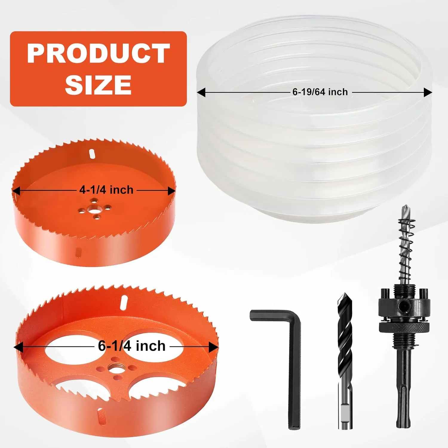 Storystore Hole Saw for Recessed Lights Can Lights 2pcs, 6-1/4 4-1/4 inch Hole Cutter with Dust Bowl for Recessed Lighting, Hole Saw Dust Catcher with Bi-Metal Wood Drywall Hole Cutter