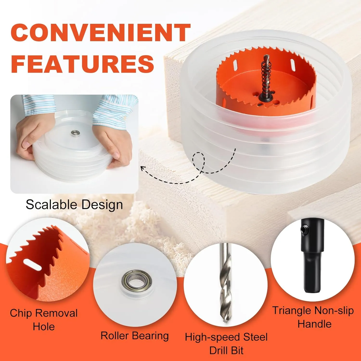 Storystore Hole Saw for Recessed Lights Can Lights 2pcs, 6-1/4 4-1/4 inch Hole Cutter with Dust Bowl for Recessed Lighting, Hole Saw Dust Catcher with Bi-Metal Wood Drywall Hole Cutter
