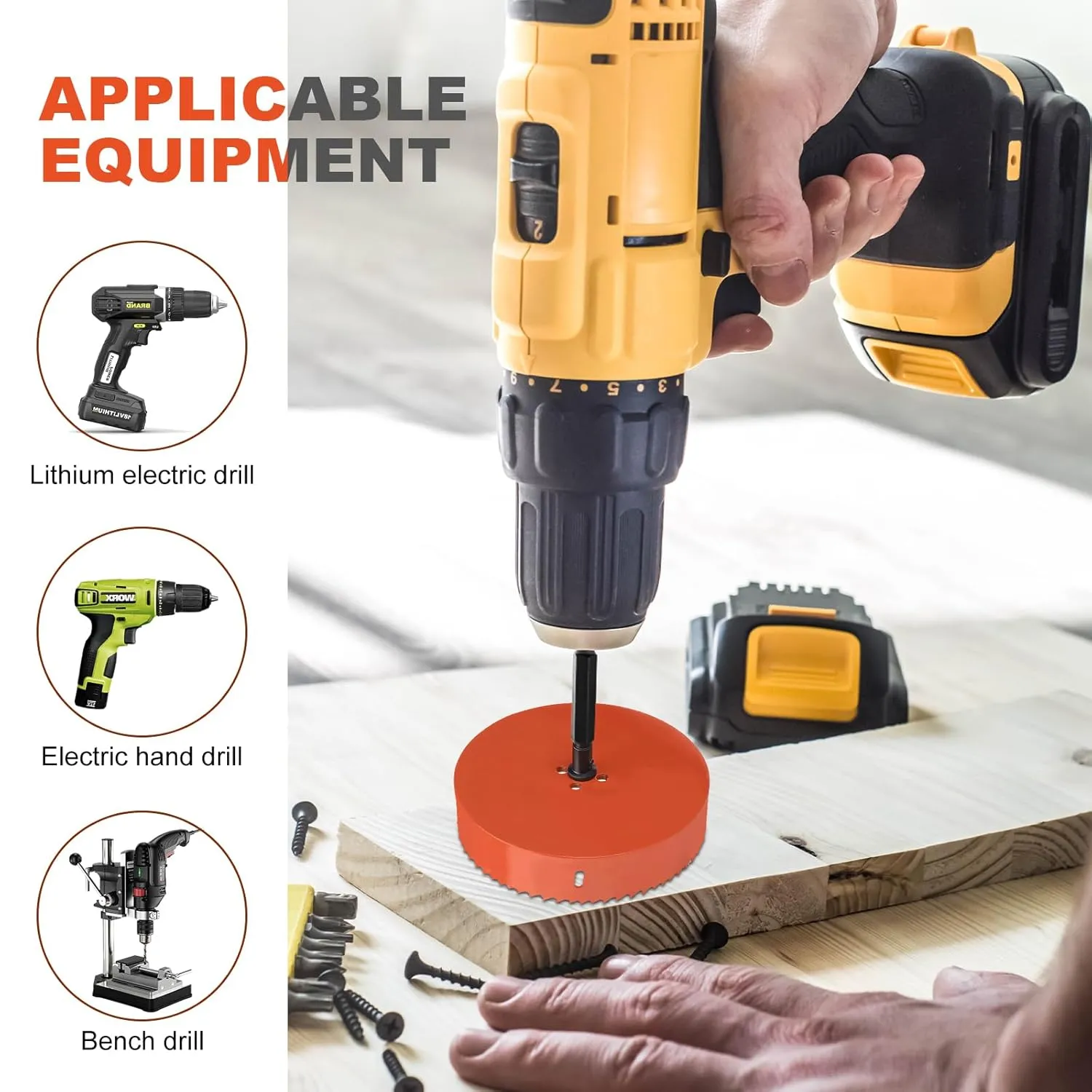 Storystore Hole Saw for Recessed Lights Can Lights 2pcs, 6-1/4 4-1/4 inch Hole Cutter with Dust Bowl for Recessed Lighting, Hole Saw Dust Catcher with Bi-Metal Wood Drywall Hole Cutter