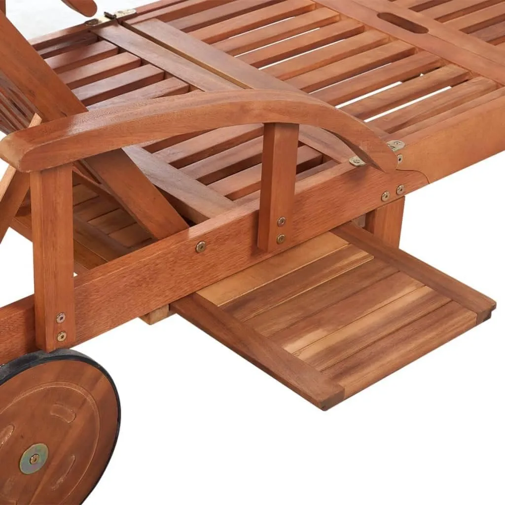 Sun Lounger with Table Solid Acacia Woodtanning Chair Camping Chairs Patio Recliner Suitable for Garden Courtyard