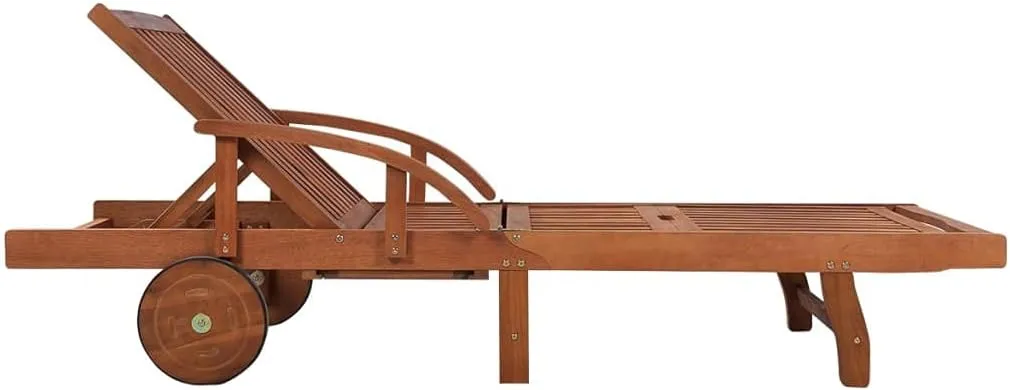 Sun Lounger with Table Solid Acacia Woodtanning Chair Camping Chairs Patio Recliner Suitable for Garden Courtyard