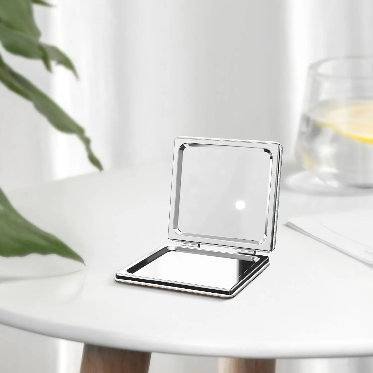 Sunny Wave Beach Printed Square Pocket Makeup Mirror with 1X/2X Magnification, Portable Mini Travel Makeup Mirror for Travel Daily Work Beauty