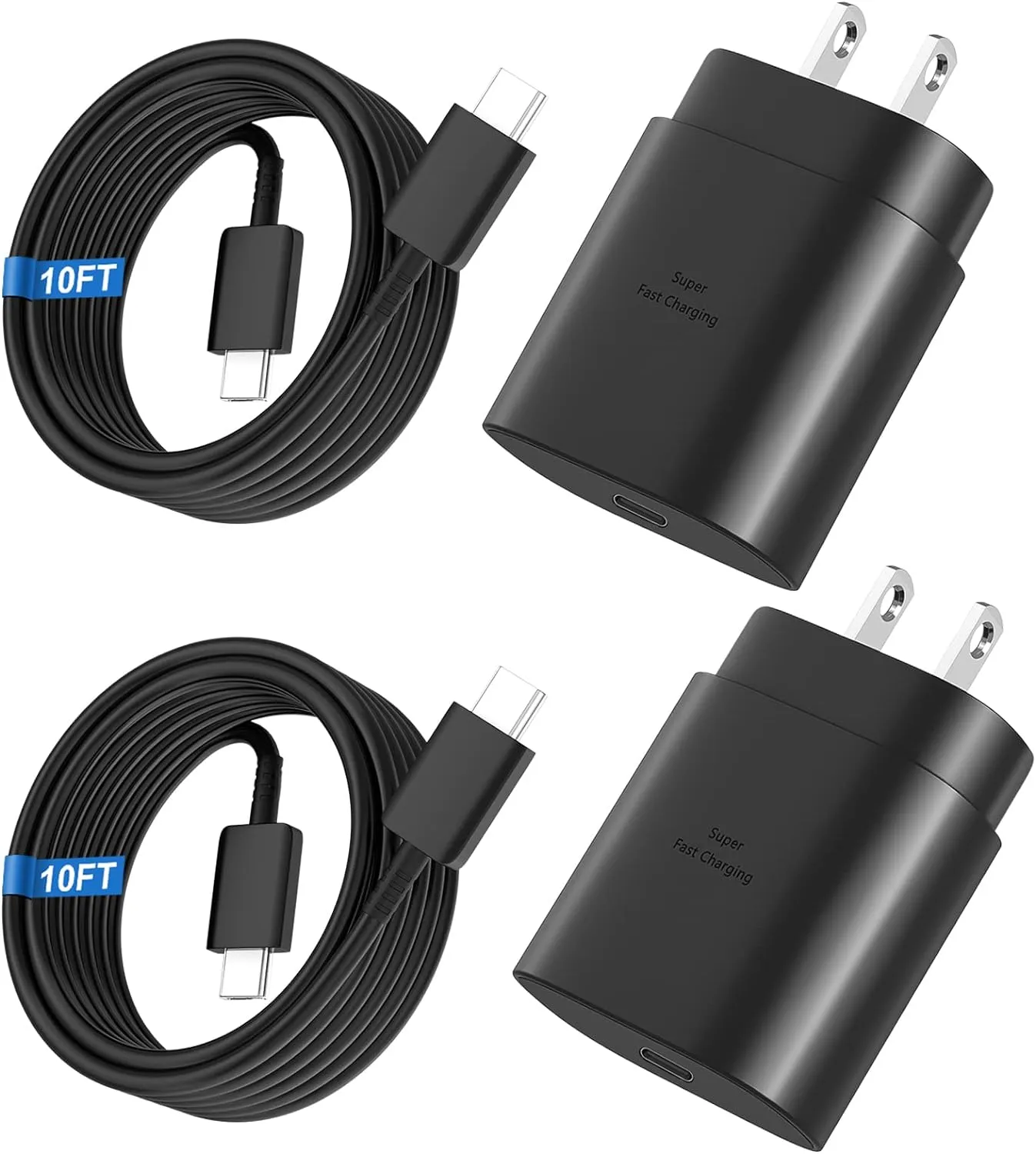Super Fast Charger Type C, 25W USB C Wall Charger Fast Charging for Samsung Galaxy S25 Ultra/S25/S25 /S24 /S24 Ultra/S24/S24 /S23 Ultra/S22 Ultra/S21 with 10FT Long Android Type C Charger Cable 2Pack