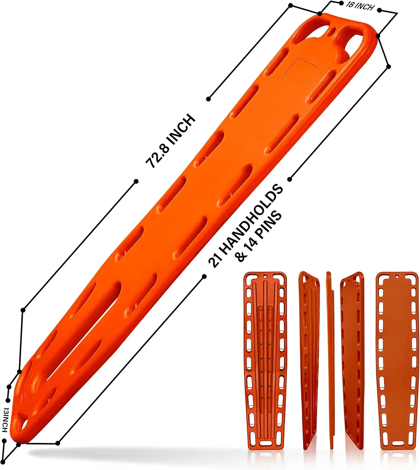 SURGICAL ONLINE First Responder EMT Backboard Spine Board Stretcher Immobilization with Head Bed and Spider Straps - Gift EMT Trauma Bag … (Orange)