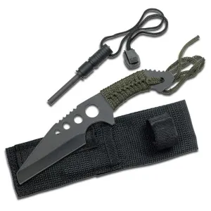 SURVIVOR CORD WRAPPED SHEEPSFOOT SURVIVAL FIRESTARTER KNIFE STEEL BLADE HK736