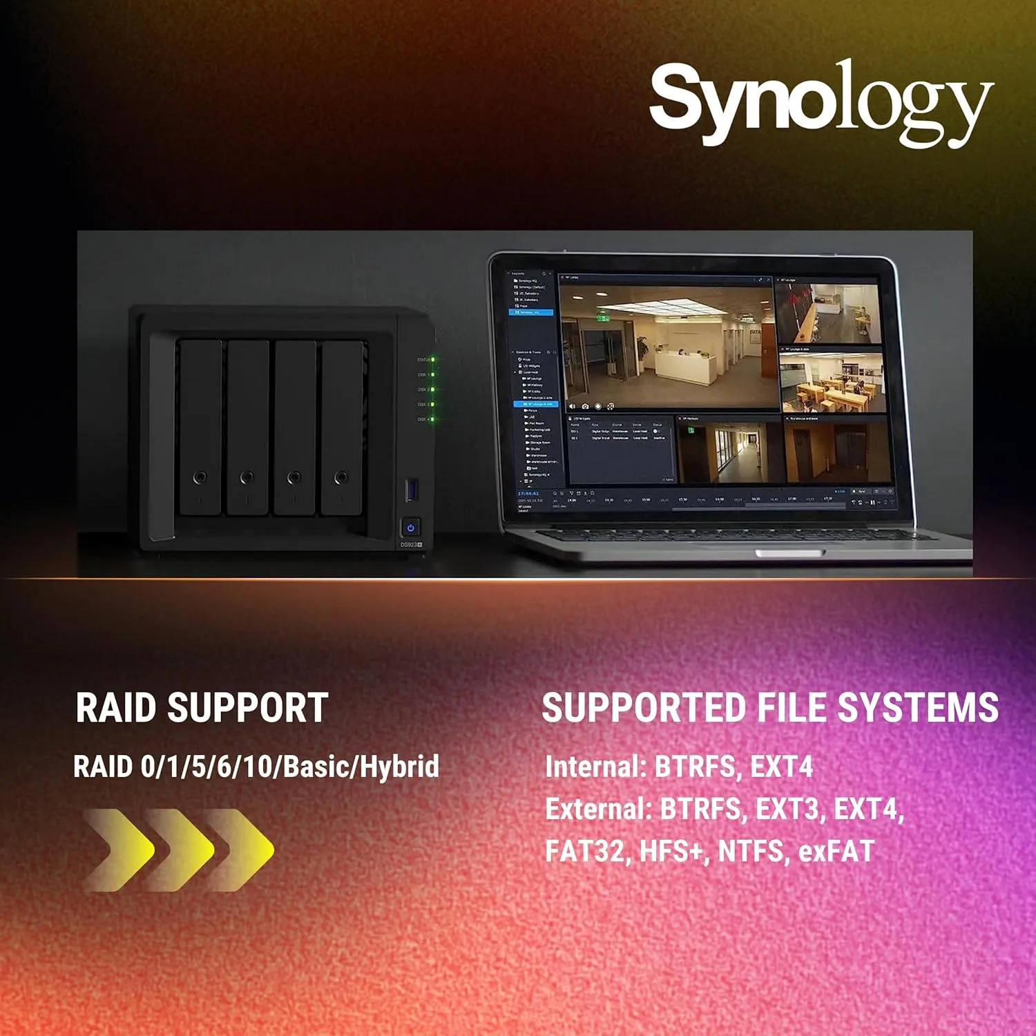 Synology DiskStation DS923  4-Bay NAS Enclosure Server, Network Attached Storage, Data Management Solution, AMD Ryzen R1600 Dual-Core up to 3.1 GHz,(32GB DDR4 RAM | NO HDD, SSD)