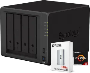 Synology DiskStation DS923  4-Bay NAS Enclosure Server, Network Attached Storage, Data Management Solution, AMD Ryzen R1600 Dual-Core up to 3.1 GHz,(32GB DDR4 RAM | NO HDD, SSD)