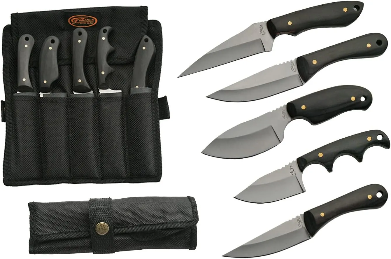 SZCO Supplies 5Pc Skinning Knife Set,Black