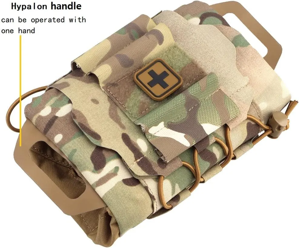 Tactical Military Pouch MOLLE Rapid First-aid Belt Pouch Survival Two-Piece System Med Roll Carrier Hypalon Handle Bag