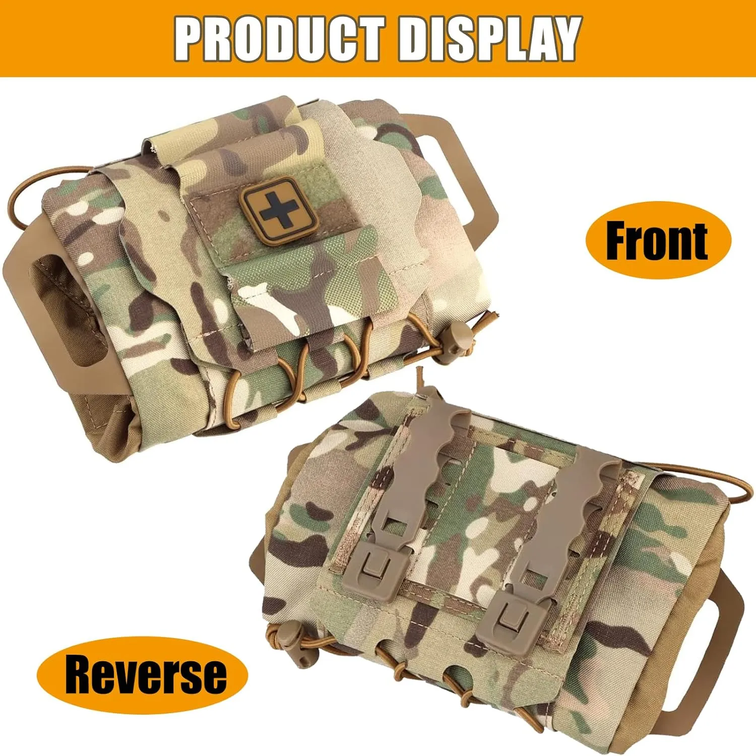 Tactical Molle Medical IFAK Pouch Rapid/Quick Deploy First Aid Kit Pack Emergency Survival Bag Two-Piece System Medical Roll Carrier Handle Outdoor Sport Hunting Bag (Gray)