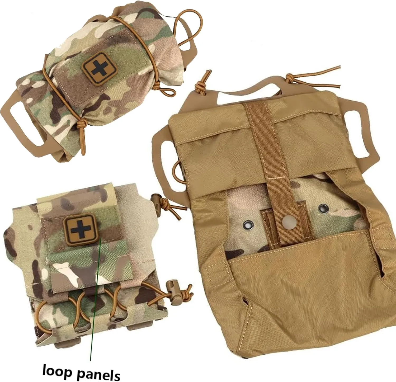 Tactical Molle Medical IFAK Pouch Rapid/Quick Deploy First Aid Kit Pack Emergency Survival Bag Two-Piece System Medical Roll Carrier Handle Outdoor Sport Hunting Bag (Gray)