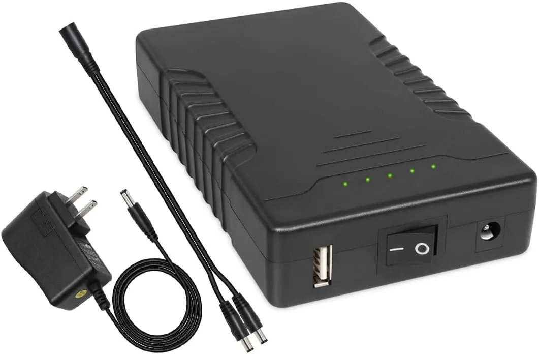 TalentCell Rechargeable 12V 6000mAh/5V 12000mAh DC Output Lithium ion Battery Pack for LED Strip/CCTV Camera/Telescope/Modem and More, Portable Li-ion Power Bank with 12.6V Charger, Black