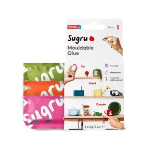 Tesa Sugru Super Glue - Waterproof Wood Glue for Home Improvement & Crafts - Use as a Poster Putty or Silicone Adhesive for Repairing & Bonding - 3 Pack - Pink, Orange   Green (3.5g/ea)