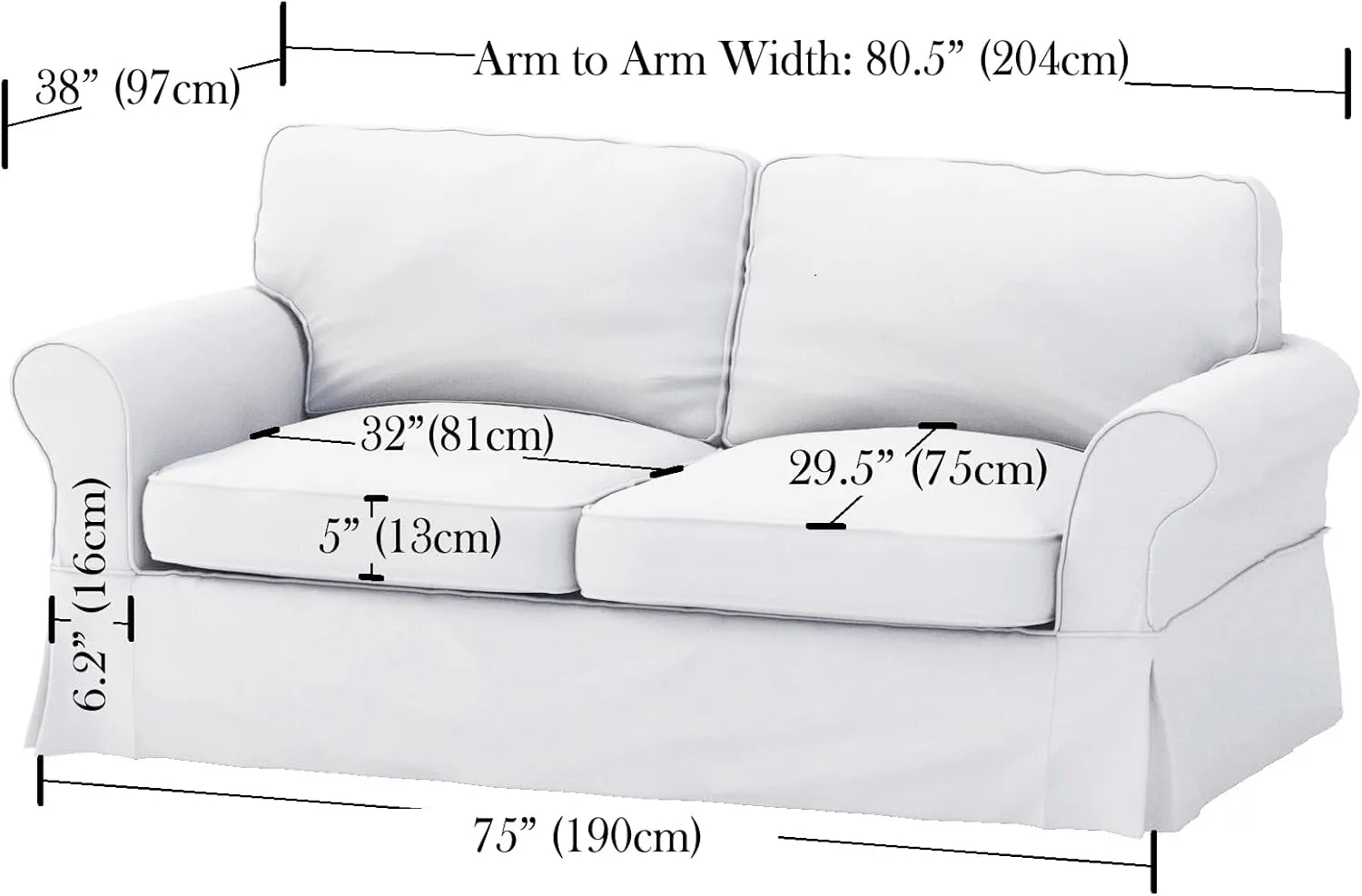 The Cotton Sofa Cover (Width: 81-85”, Not 92”) Fits Pottery Barn PB Comfort Roll ARM Sofa (Not Grand Sofa). A Durable Slipcover Replacement (Beige (Knife Edge))