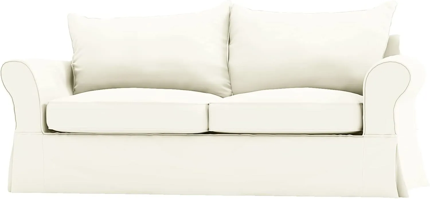 The Cotton Sofa Cover (Width: 81-85”, Not 92”) Fits Pottery Barn PB Comfort Roll ARM Sofa (Not Grand Sofa). A Durable Slipcover Replacement (Beige (Knife Edge))