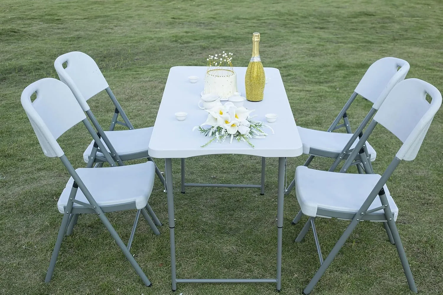 TL-122C 4ft Folding Table Plastic Fold in Half w/Handle Heavy Duty Portable Indoor Outdoor for Garden Party Picnic Camping BBQ Dining Kitchen Wedding Market Event