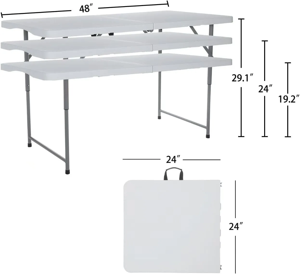 TL-122C 4ft Folding Table Plastic Fold in Half w/Handle Heavy Duty Portable Indoor Outdoor for Garden Party Picnic Camping BBQ Dining Kitchen Wedding Market Event